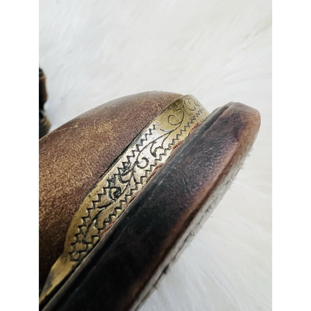 Durango Vintage Brown Leather Western Cowboy Slouch Boot Mens Size 10 Gold Toe - Picture 8 of 9